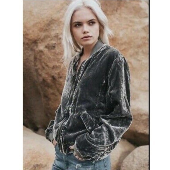 Free People velvet bomber jacket - Picture 7 of 7